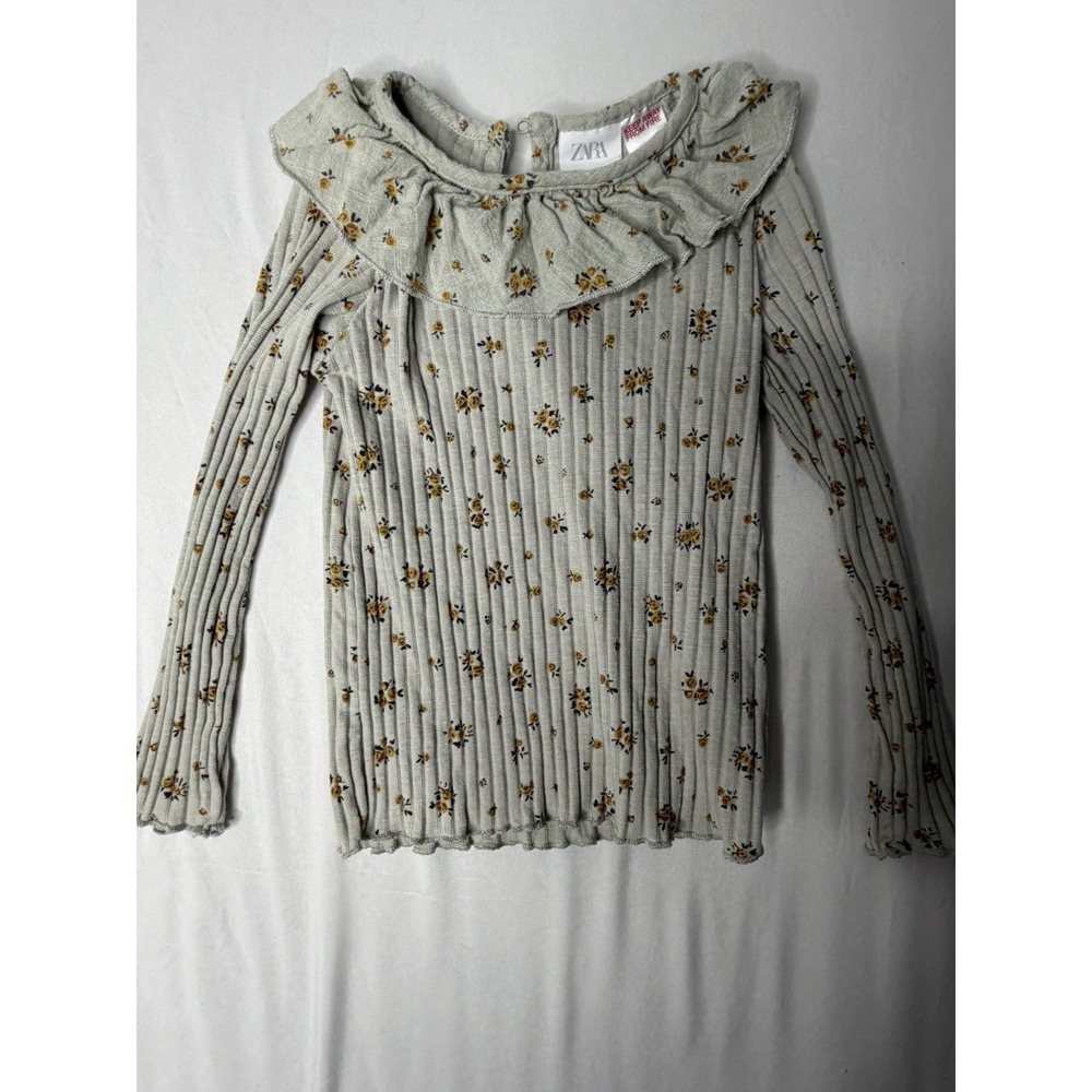 Zara Girls Tops Lot Size 4-5Y White Eyelet Floral Ribbed‎ Long Sleeve 3 Pc - Picture 9 of 11